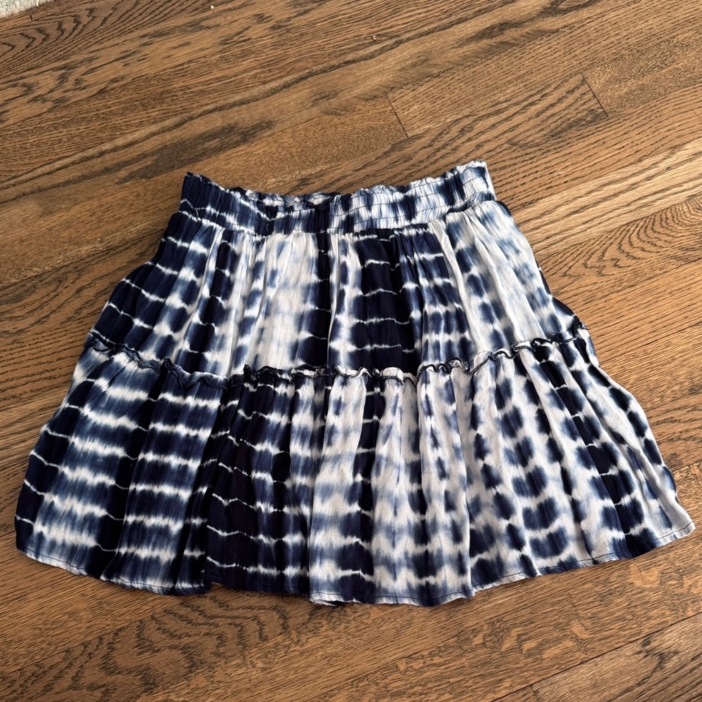 Navy Tie-Dye Tiered Mini Skirt